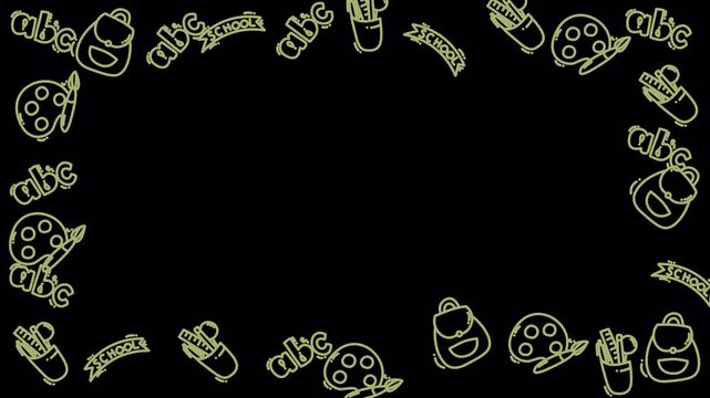 Yellow Hand Drawn ABC and Art School Supplies Loop 4k