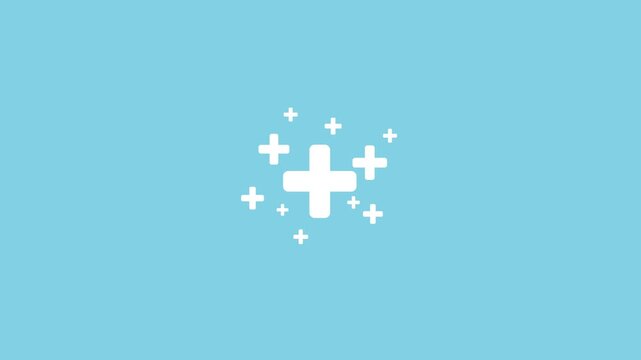 Male hand holding plus icon on blue background. Plus sign virtual means to offer positive thing like benefits, personal development, social network Profit,health-4k black background icon animation