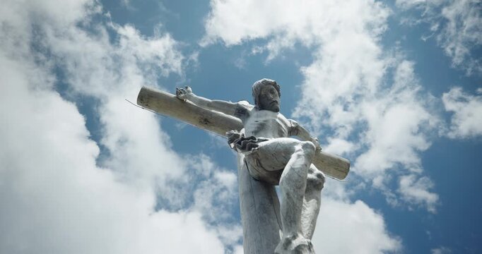 Summit cross on the Seceda peak, Dolomites, Italy