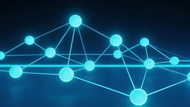 Blue glowing network nodes