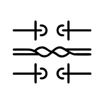 Simple electrical connection and resistor vector icon set Vector