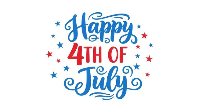 Happy 4th of july independence day greeting with red blue stars