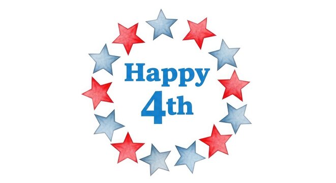 Happy 4th of july independence day celebration with red and blue stars