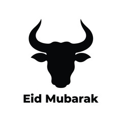 Eid al-Adha greeting with bull head silhouette and Eid Mubarak text © WanchiJeni