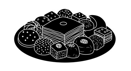 Sushi, black and white illustration, vector sushi set © PRITOMKUMARSEN