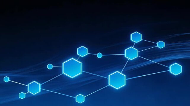 Blue glowing hexagon network