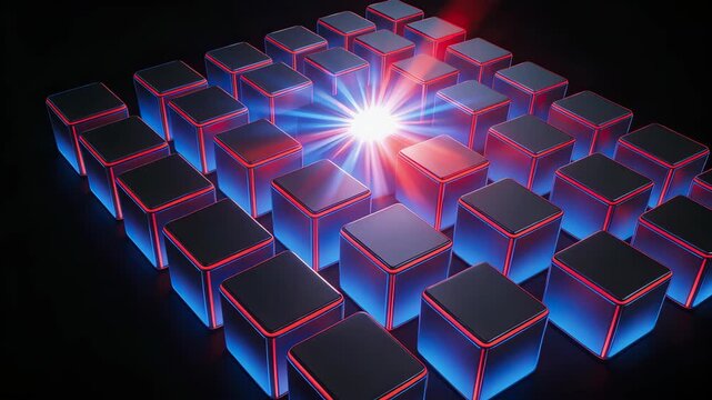 Cubes with glowing edges and central light