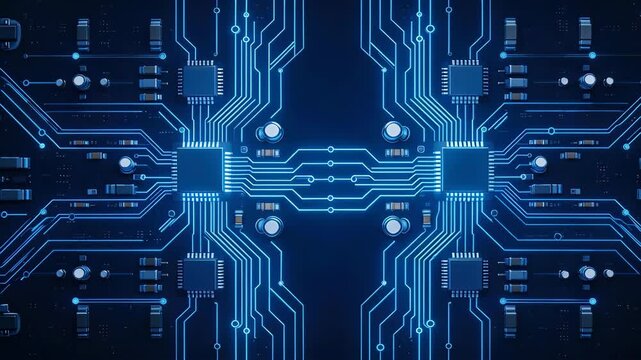 Blue glowing circuit board design