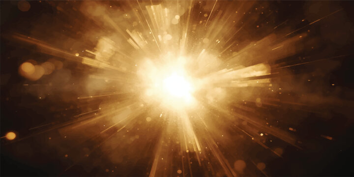 A glowing blue star burst creates a bright explosion of light and sparks across a shiny galaxy background with radiant laser beams and energy flares in this space illustration