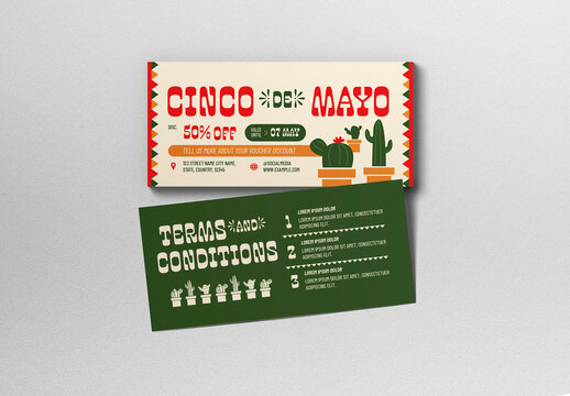 Beige and Red Quirky Cinco De Mayo Gift Voucher