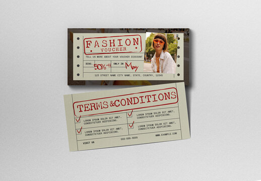 Beige and Red Fashion Gift Voucher