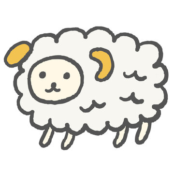 手描き風のひつじイラスト ふわふわのかわいい羊 動物のナチュラル素材