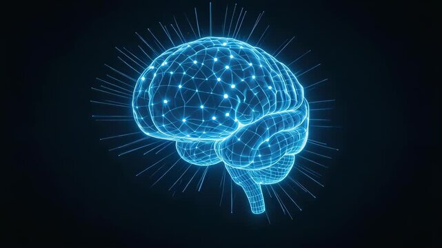 Blue glowing digital brain