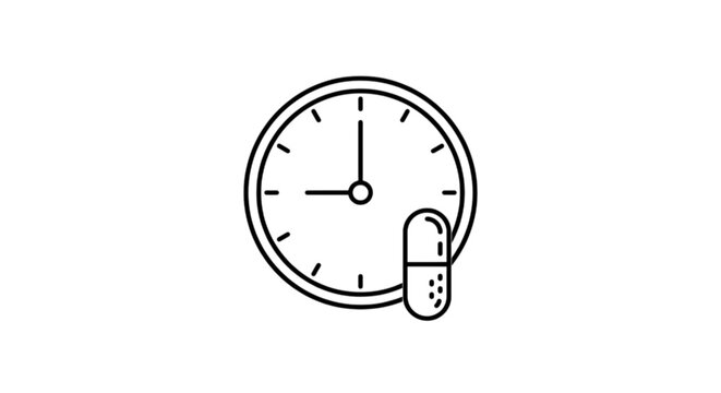 Analog clock showing nine o'clock with a medicine capsule pill vector image representing scheduled medication timing and daily health routine