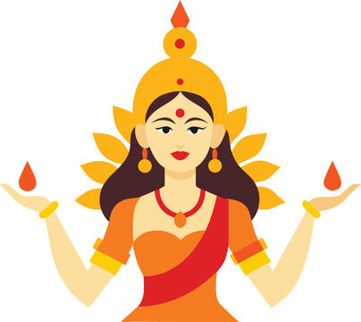 Indian goddess vector illustration of durga or lakshmi