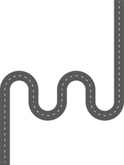 Fototapeta premium Dynamic winding road journey concept, a graphic illustration of a meandering path or route for navigation and transport planning, symbolizing progress and complex decision-making pathways