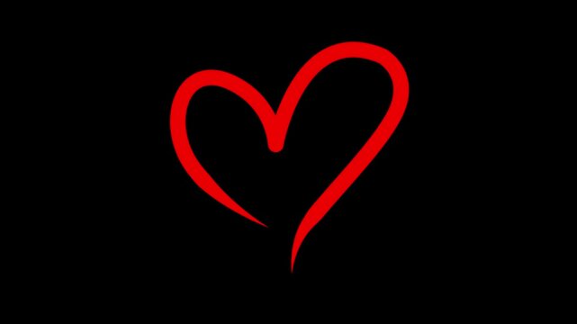 Calligraphic love heart sign. Vector Romantic illustration symbol join, passion and wedding. Calligraphy Design flat element of valentine day. 4k black background icon animation