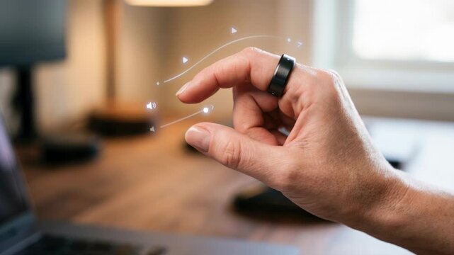 Hand controlling virtual interface with smart ring gesture technology