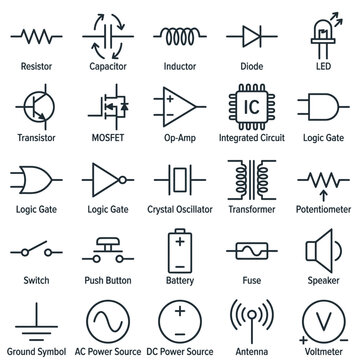 Electronic Circuit Symbols and Components.
