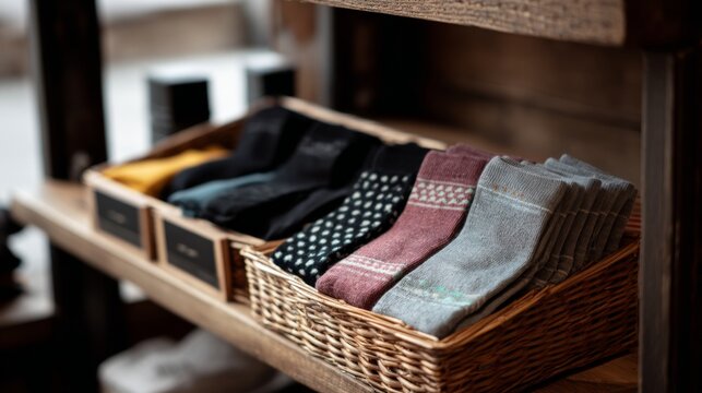 socks on the display in the shop