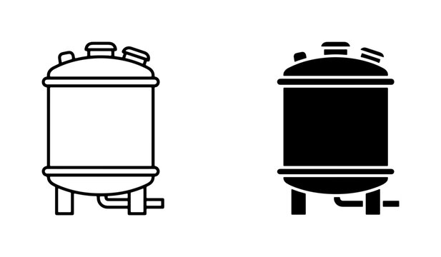 Industrial Storage Tank Icons, Chemical Reservoir Vector Set, Fermentation Vessel Graphics, Liquid Storage Equipment Illustration