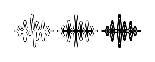 Obraz premium Sound Waveform Icons, Audio Signal Graphics, Voice Amplitude Visuals, Digital Sound Representation