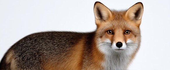 Fototapeta premium Tense isolated Growling Fox bares teeth in a fierce defensive stance