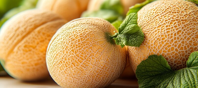 Ripe Cantaloupes and Muskmelons in Studio Light, Fresh Harvest, Nutritional Fresh Food Close-Up