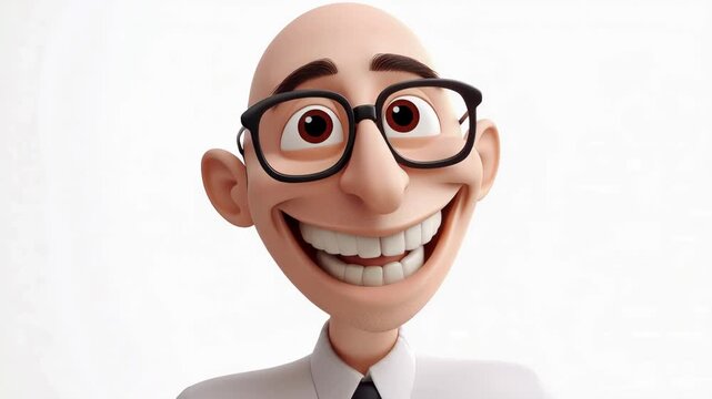 Enthusiastic 3d cartoon businessman character with glasses laughing out loud. Hilarious and funny animation of a man isolated on a white background, representing joy, humor, and amusement