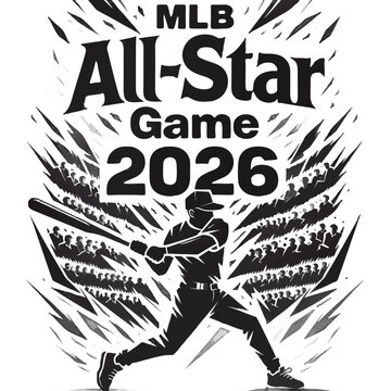 Mlb allstar game 2026 logo with baseball player