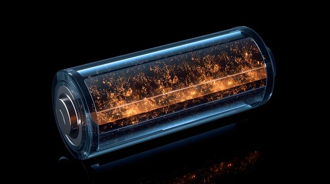 Solid-State Battery Cross-Section with Ordered Lithium Ions, EV Clean Energy Technology