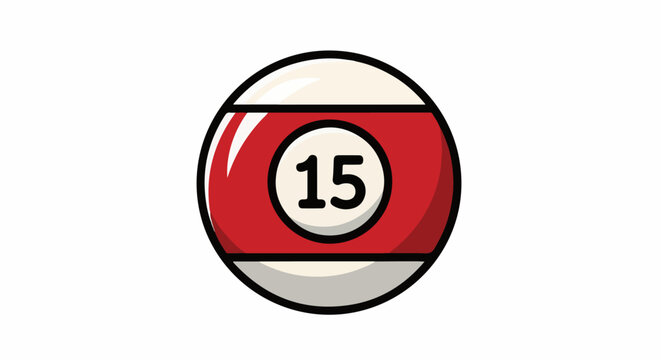 Stylized red billiard ball with the number 15