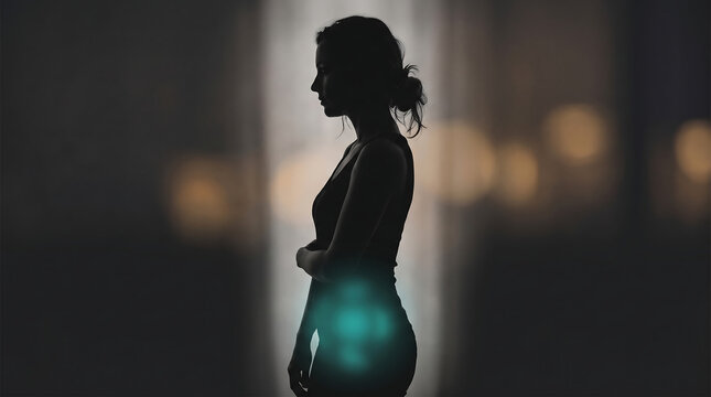 Health Woman Silhouette with Glowing Lower Body