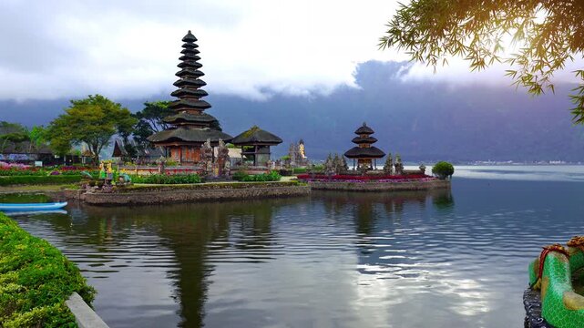 Scenic of pura ulun danu bratan temple in Bali, indonesia.