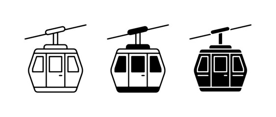Cable Car Icons, Gondola Lift Vector Set, Aerial Tramway Transportation Graphics, Ski Resort Transport, Mountain Transit © Robin