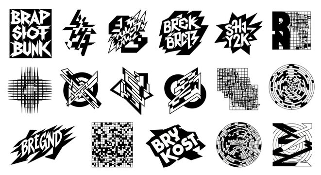 Abstract Graffiti Style Lettering & Icons Set