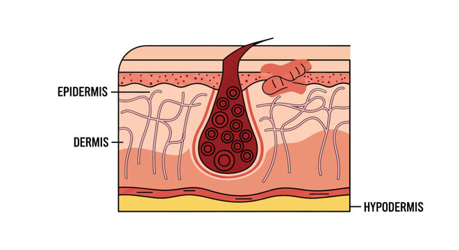 Cross Section Anatomical Illustration of Human Skin Layers