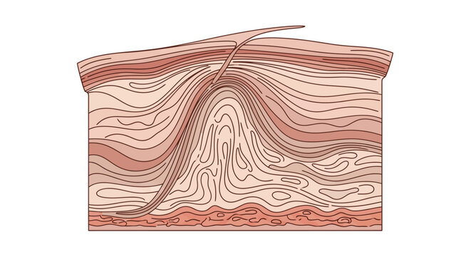 Geological layers cross section illustration with strata and fold
