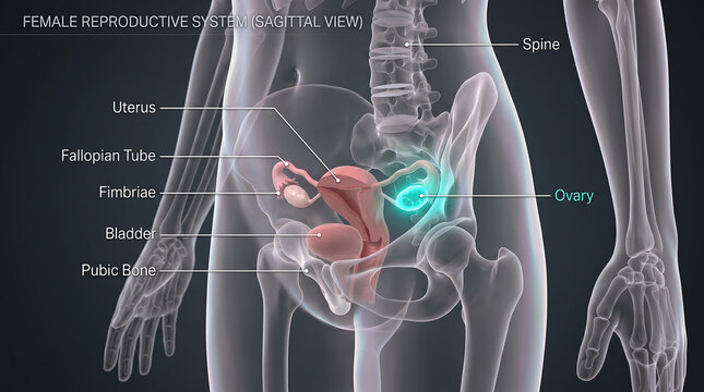 Health Woman Anatomy Reproductive System Organs Highlighted