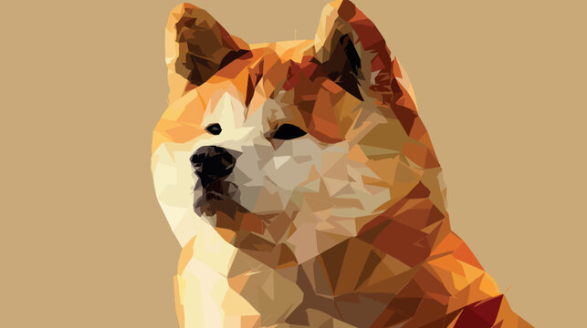 Fluffy Brown and White Husky Dog Standing Vector Illustration