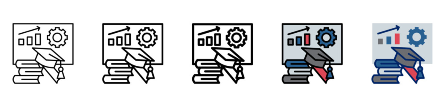 Course Icon Collection With Different Styles And Colors