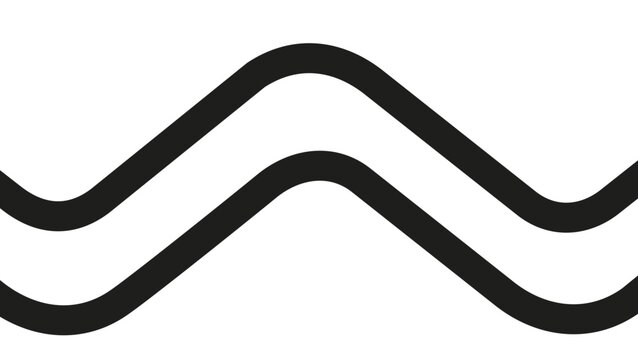 Abstract minimalist vector illustration of two parallel black wavy lines symbolizing open banking connectivity, fluid data exchange, and modern financial technology in a clean line art style.
