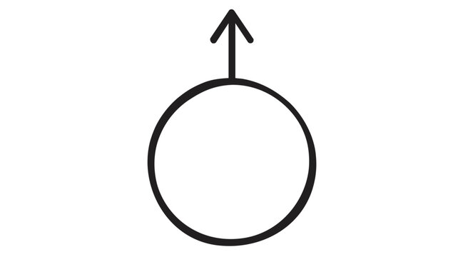 Minimalist black line art vector icon illustration of a social share or upload symbol featuring a circle with an arrow pointing upwards, perfect for modern user interface and web design.