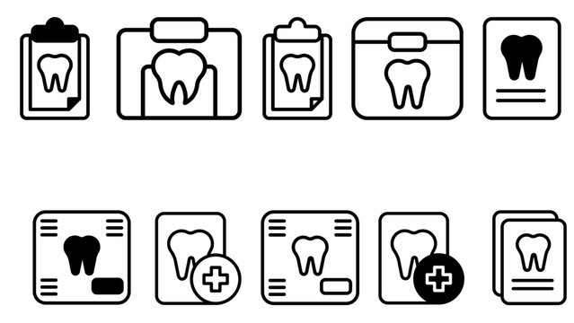 Dental records and tooth diagrams illustrate professional oral health diagnostics and patient examination procedures.