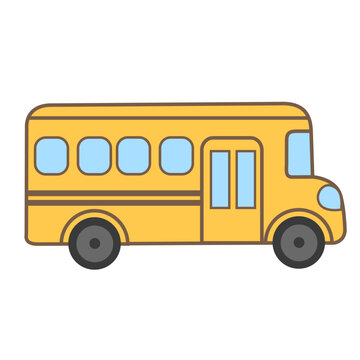 Yellow school bus vector illustration isolated on white background.Classic American school transportation vehicle in flat design.Ideal for education, back to school, children, and traffic design.