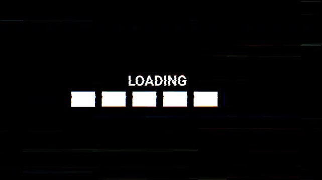 Glitch Loading Screen Progress Bar Animation Digital Background Effect, 4k video