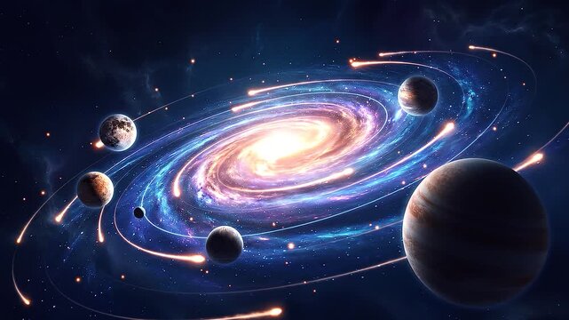 Detailed spiral galaxy with glowing cosmic dust and deep space visuals