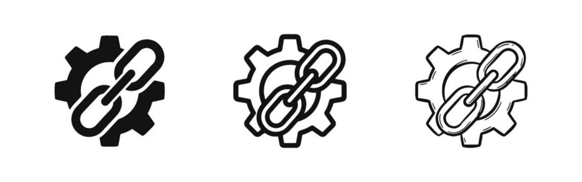 Settings and Link Connection Icon Set for SEO and Web Development