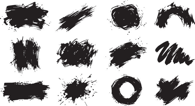Enso Circle Brush Set Japanese Zen Ink Circles Sumi E Calligraphy Abstract Black Brushstroke Vector Collection enso circle set, enso brush circle, zen circle vector, sumi e ink circles, japanese calli