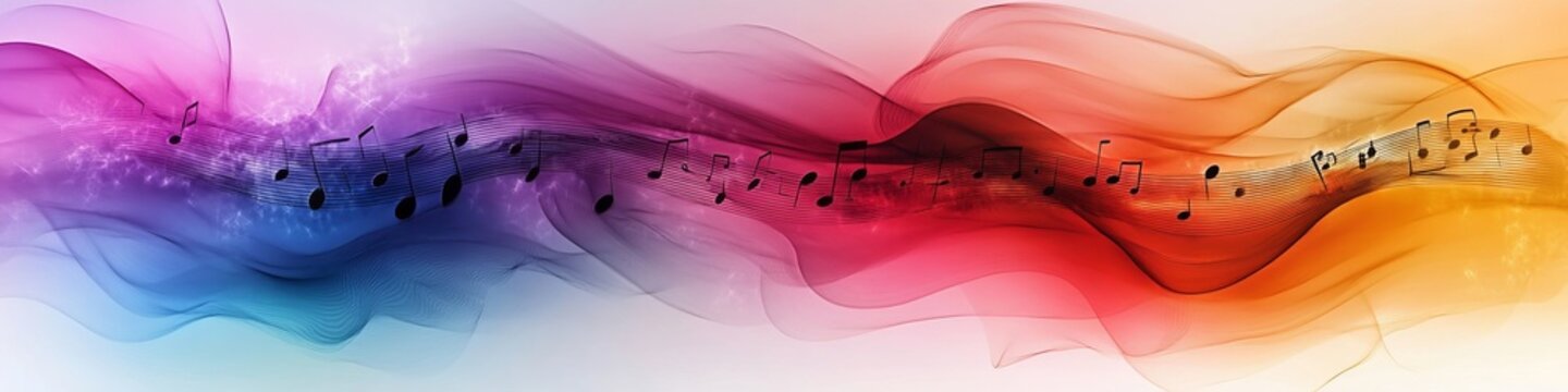 Harmonic Dreamscape A Vibrant Symphony of Colorful Forms, Flowing Lines, and Musical Imagery